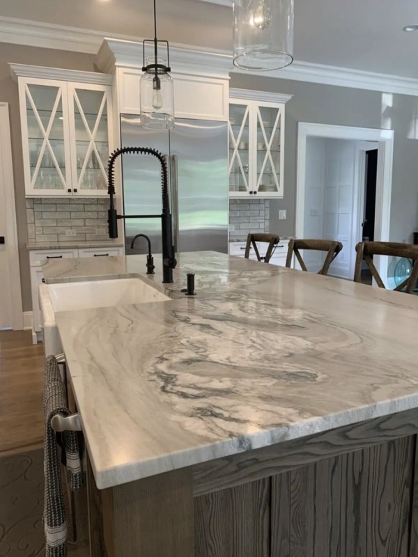 kitchen with taj mahal quartzite